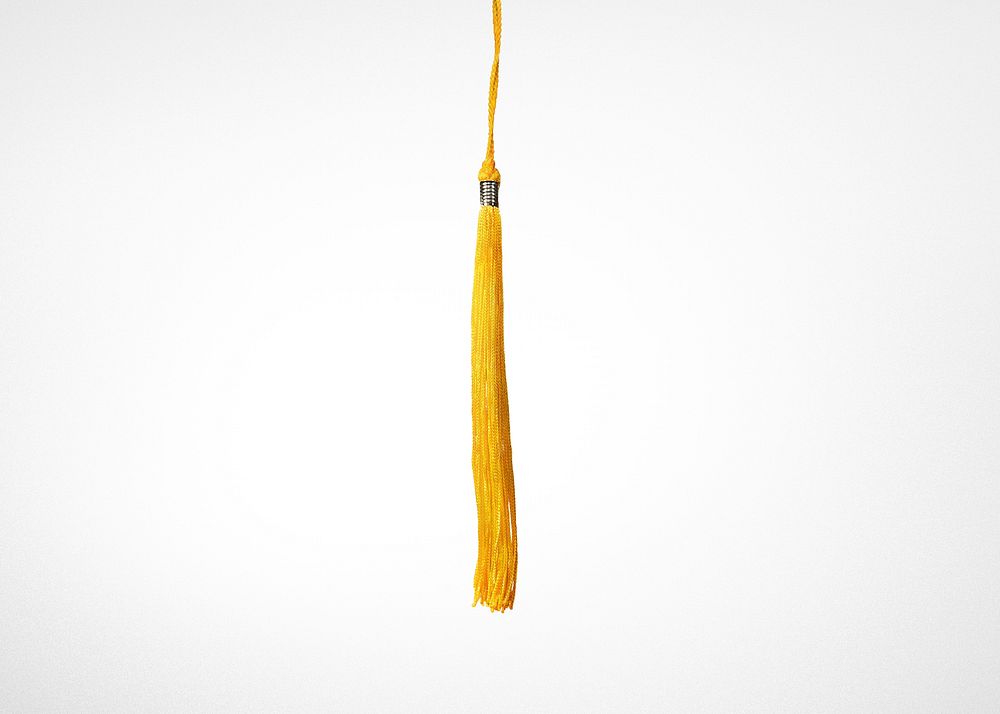 Yellow tassel background, graduation cap image