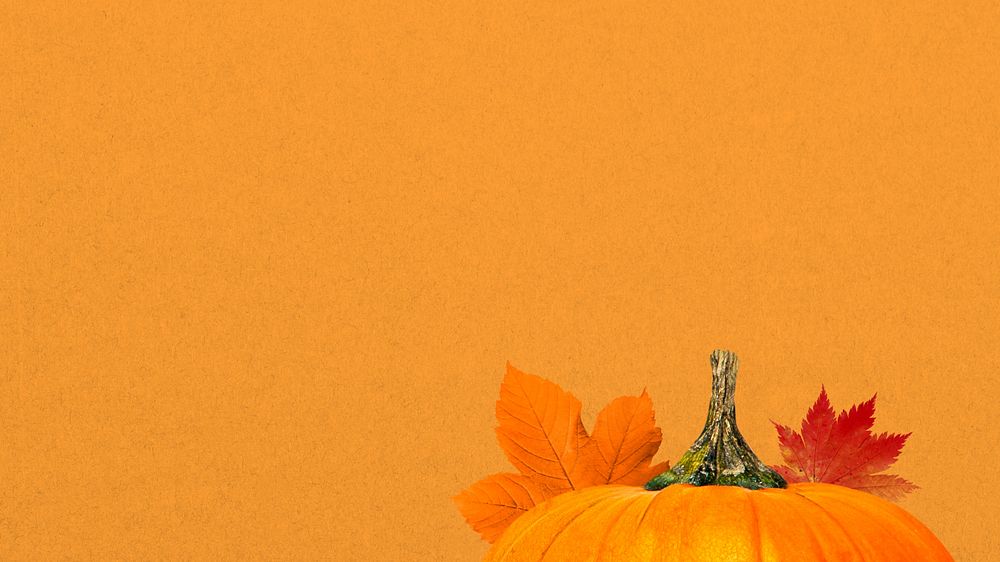 Autumn pumpkin aesthetic HD wallpaper, maple leaf border