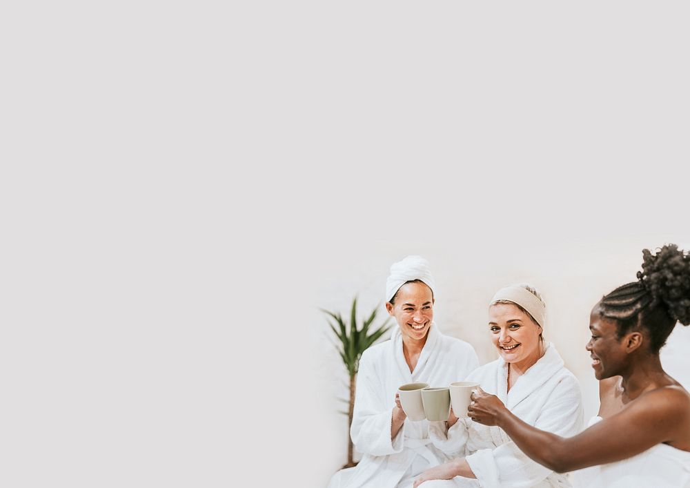 Diverse spa women background, wellness  image border