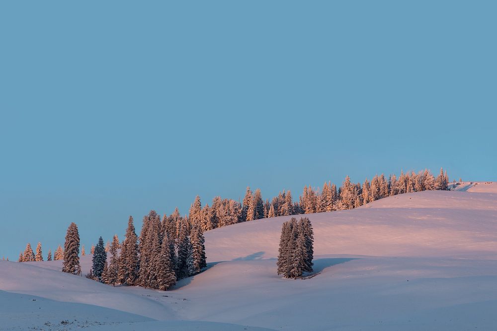 Snow mountain background, winter border