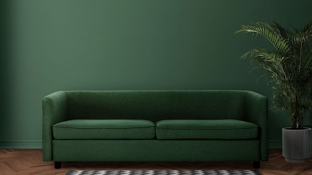 Green modern interior HD wallpaper, sofa border