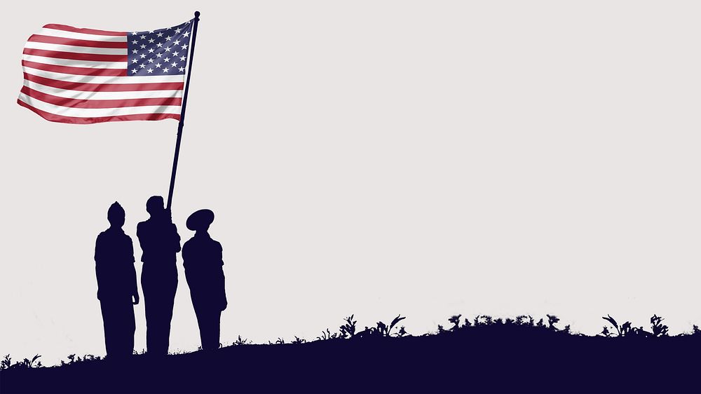 Soldiers silhouette border HD wallpaper, American flag image