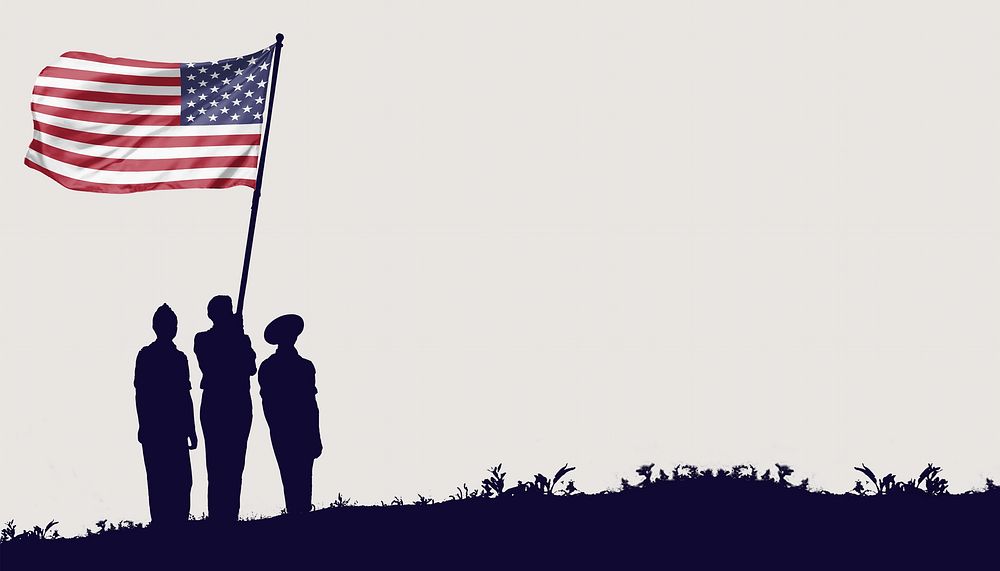 Soldiers silhouette border background, American flag image