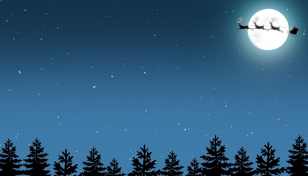 Santa sleigh border background, Christmas night sky