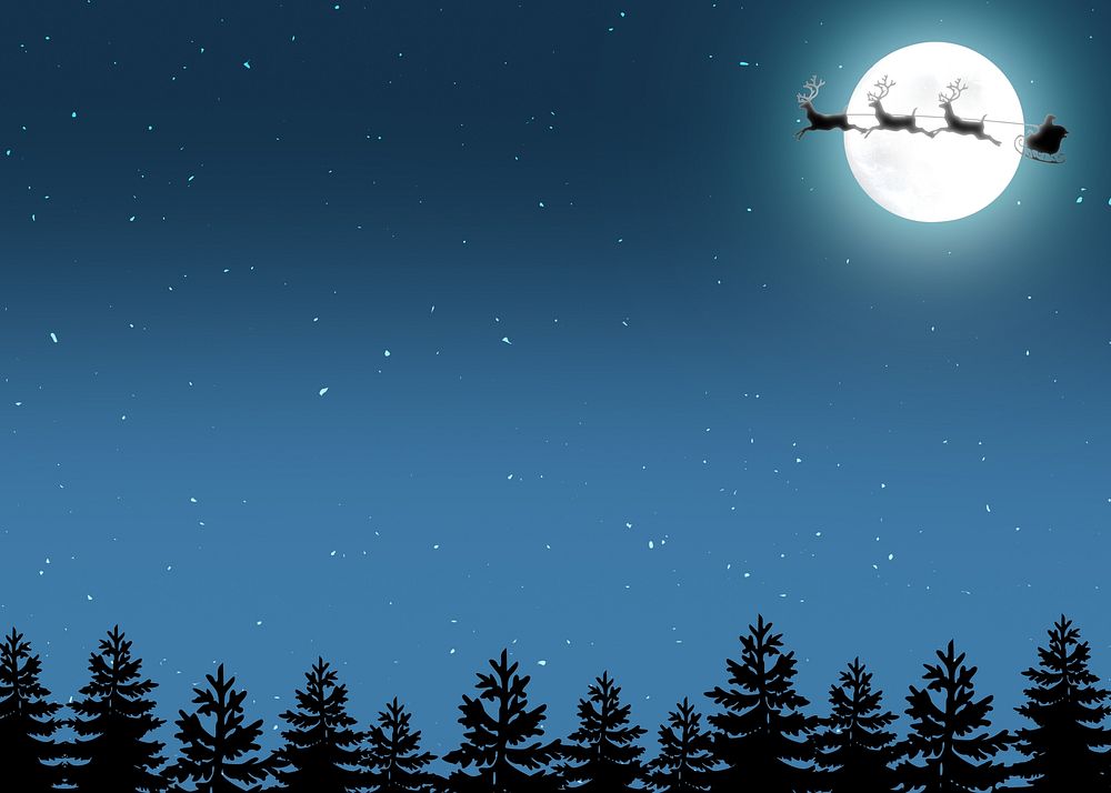 Santa sleigh border background, Christmas night sky