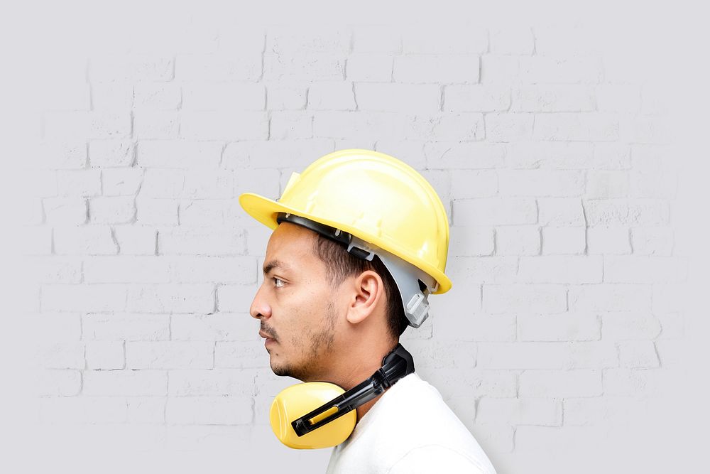 Man with PPE background