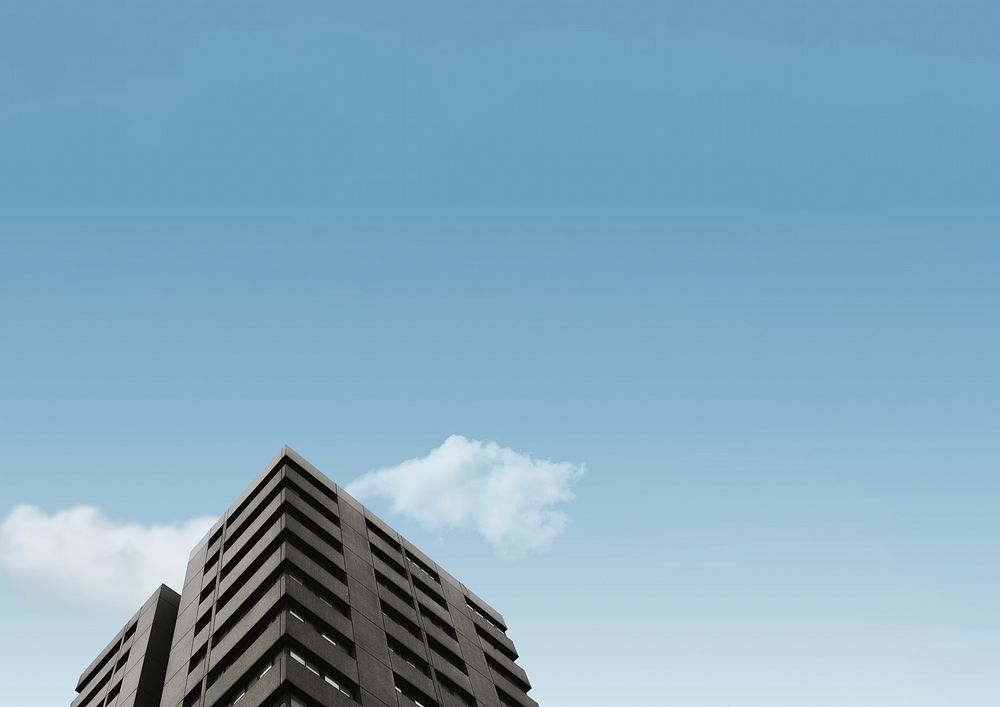 Aesthetic architecture background, building & blue sky image
