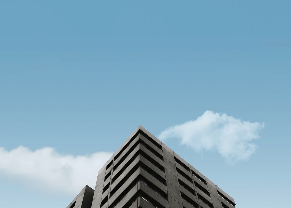 Aesthetic architecture background, building & blue sky image