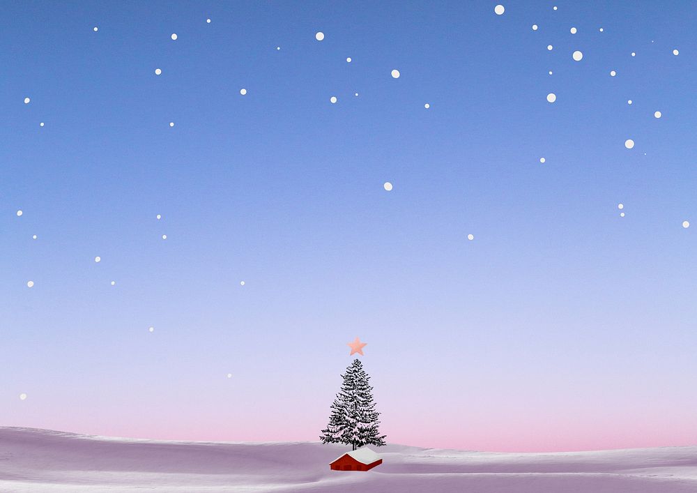 Snowing blue sky background, Christmas tree border