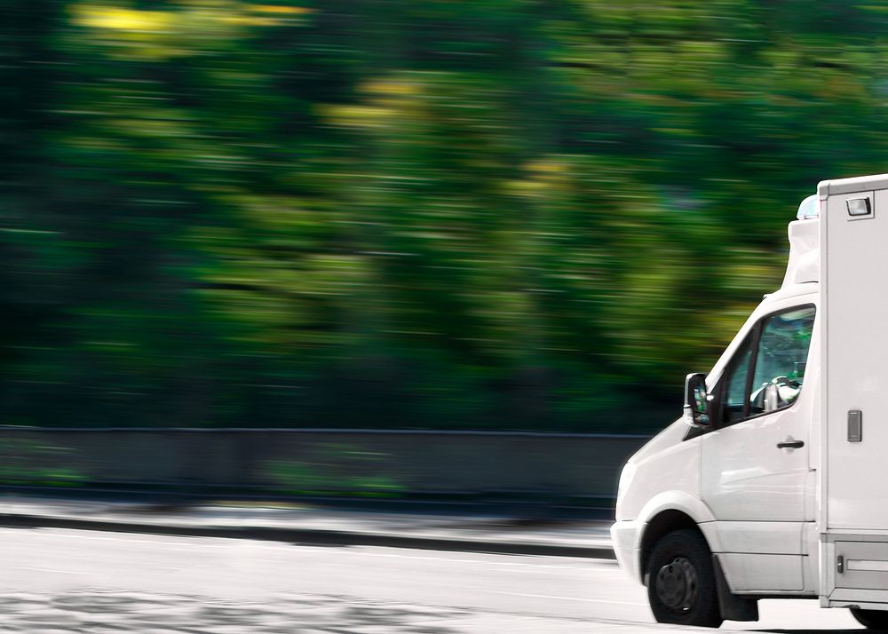 White delivery truck background, countryside drive