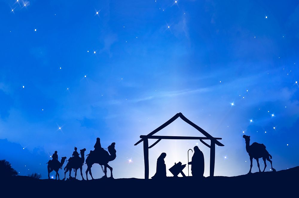 Three Wise Men background, silhouette border