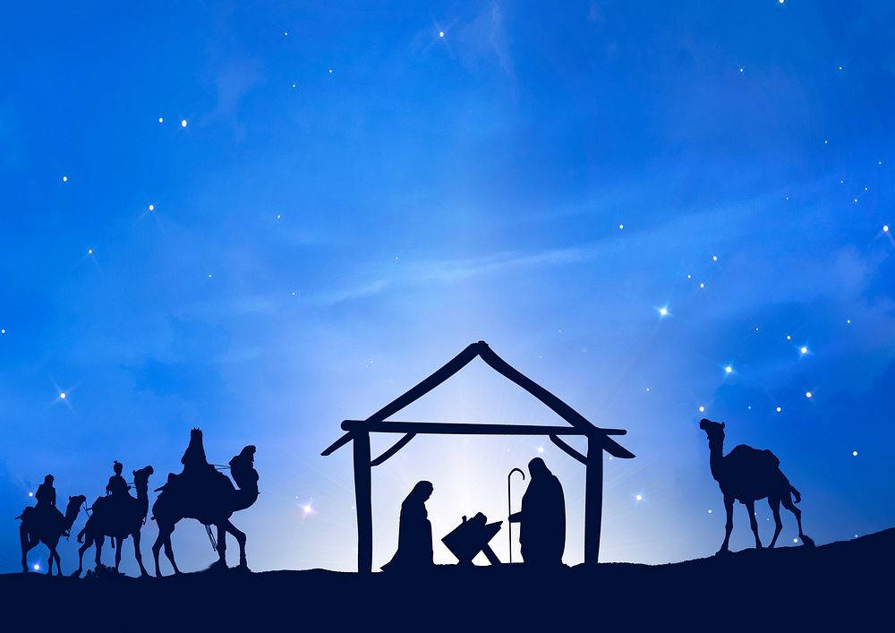 Three Wise Men background, silhouette border