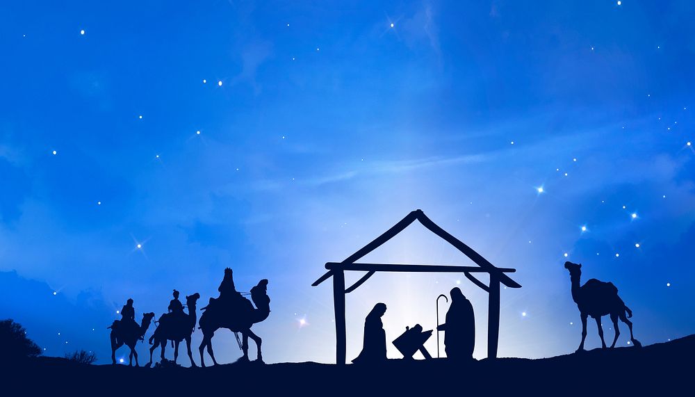 Three Wise Men background, silhouette border