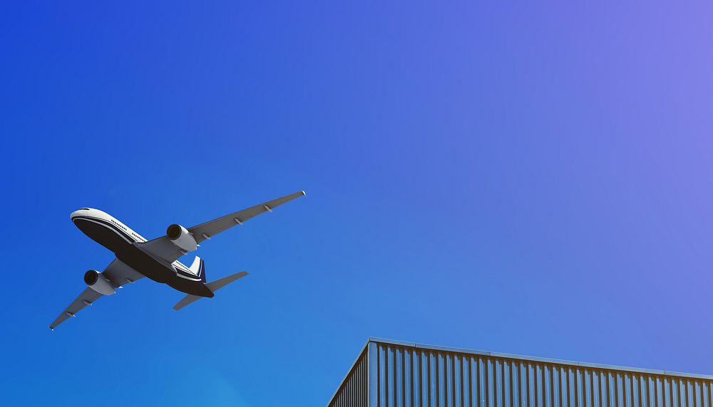 Flying plane, gradient background