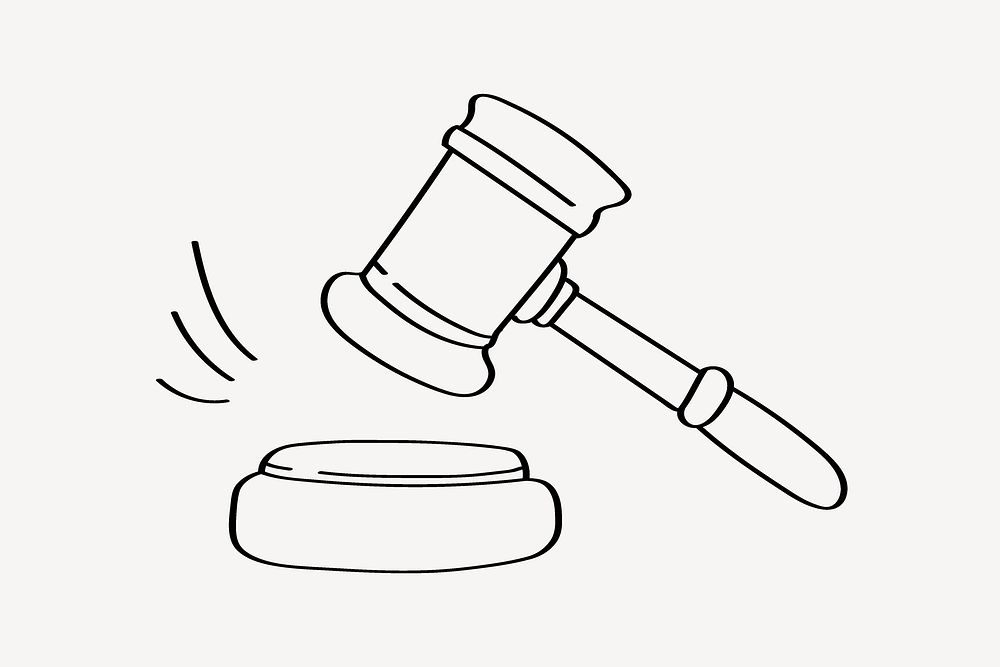 Judge gavel line art illustration