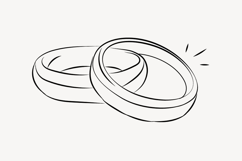 Wedding rings line art vector