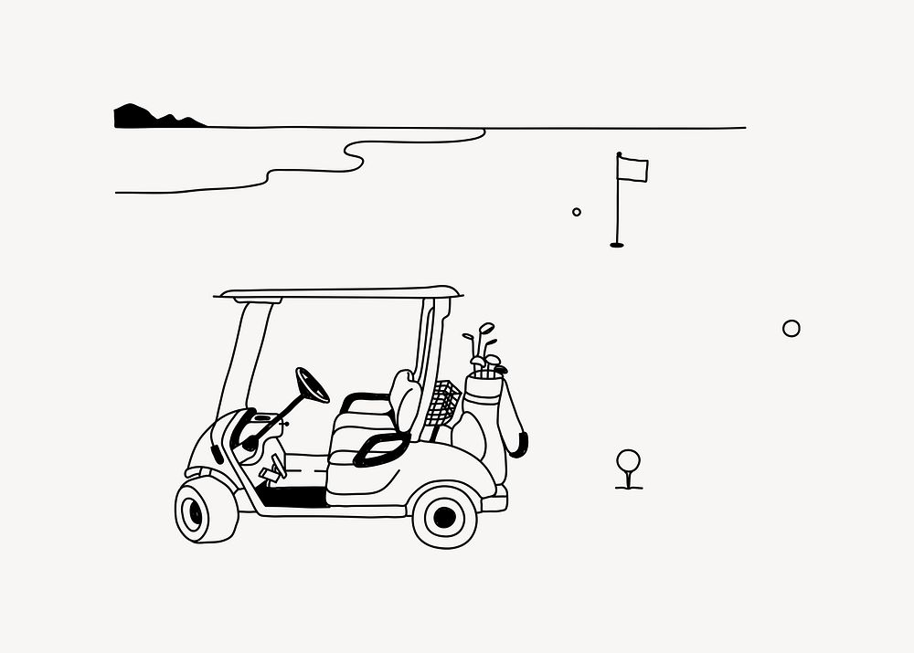 Golf course line art illustration isolated background
