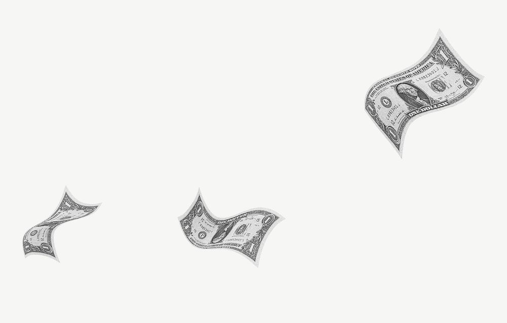 Floating dollar bills, money collage element psd