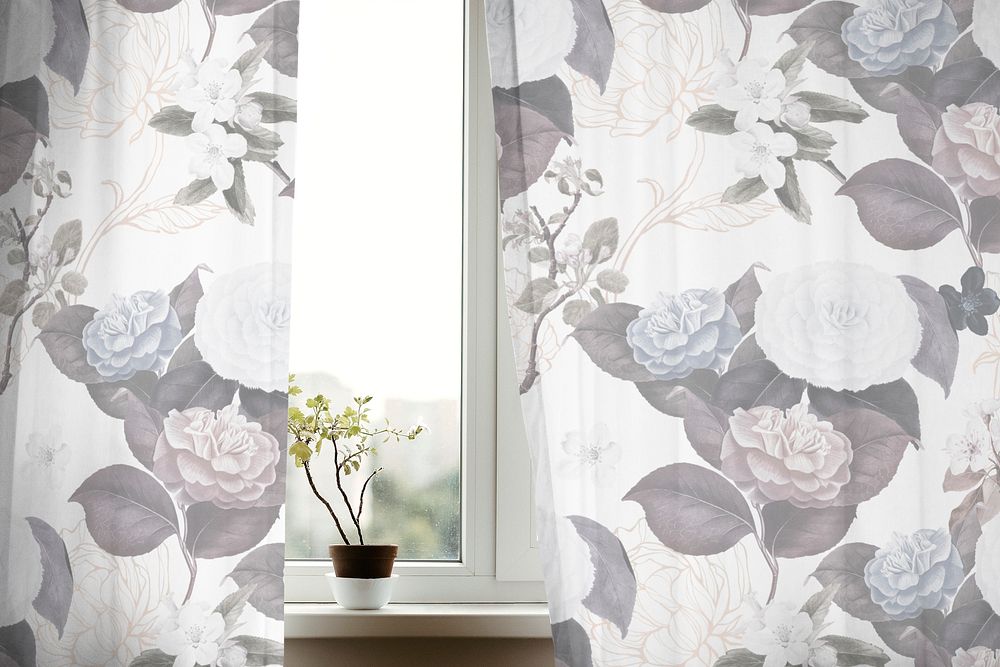 Window curtain mockup, interior decor psd