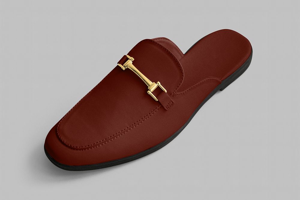 Red slip-on half loafer shoes