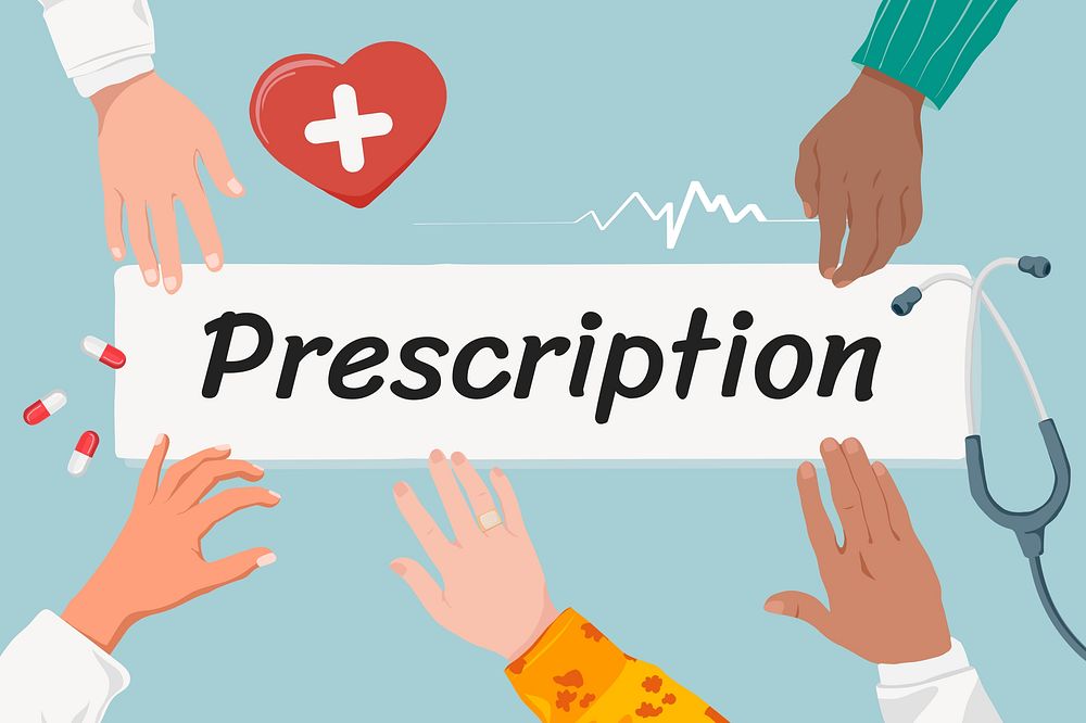 Prescription diverse hands, health & wellness remix