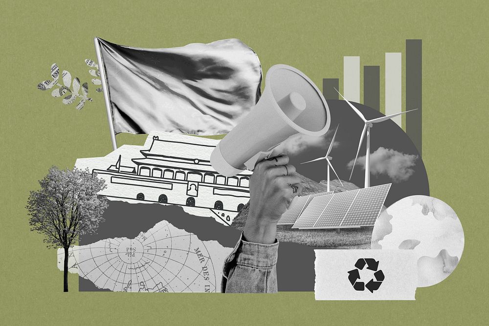 Eco climate protest, environment collage