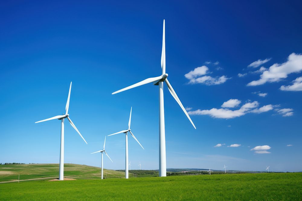 Wind farm, alternative energy AI generated image
