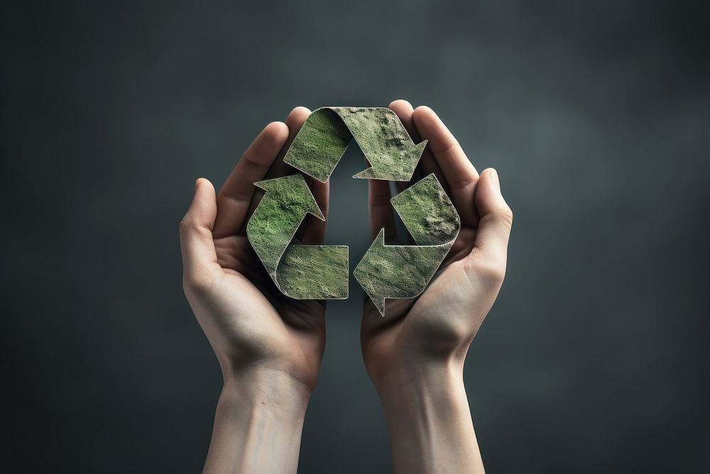 Hand recycling holding origami. 