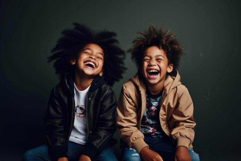 Happy African American kids AI generated image