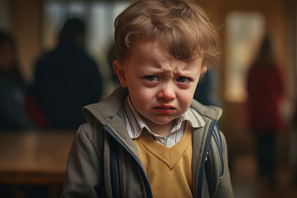 Crying preschooler, school depression AI generated image