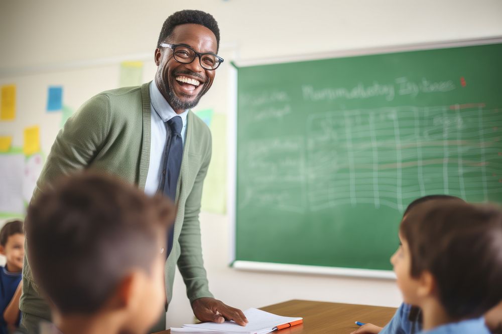 Black teacher teaching kindergarten class AI generated image