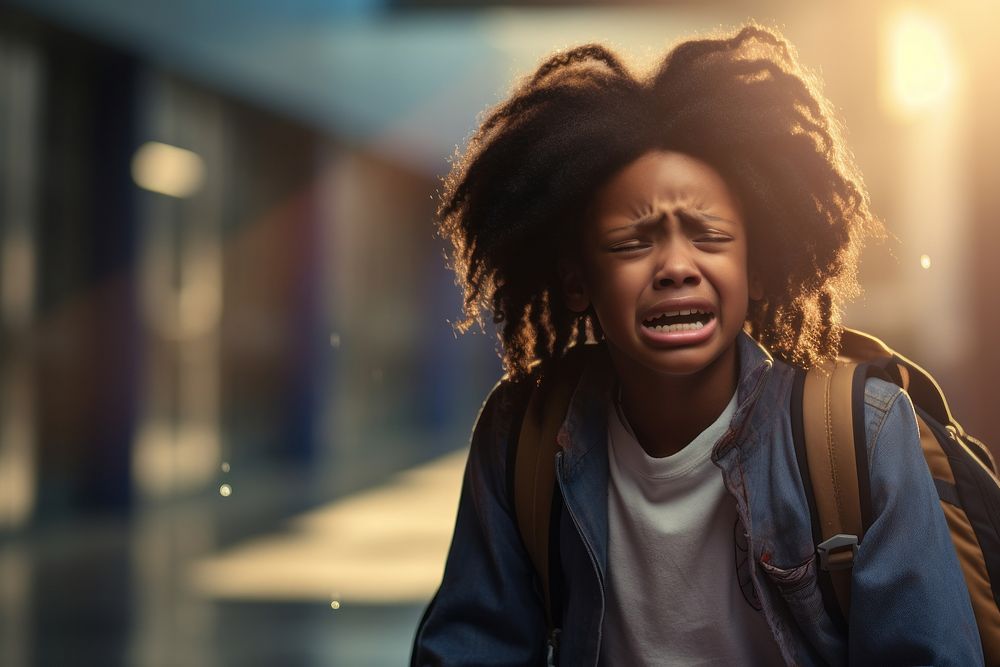 Crying African American student AI generated image