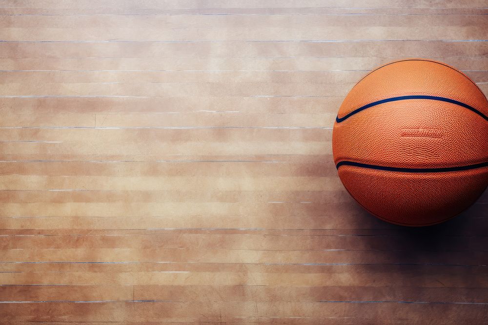 Basketball & wooden court AI generated image