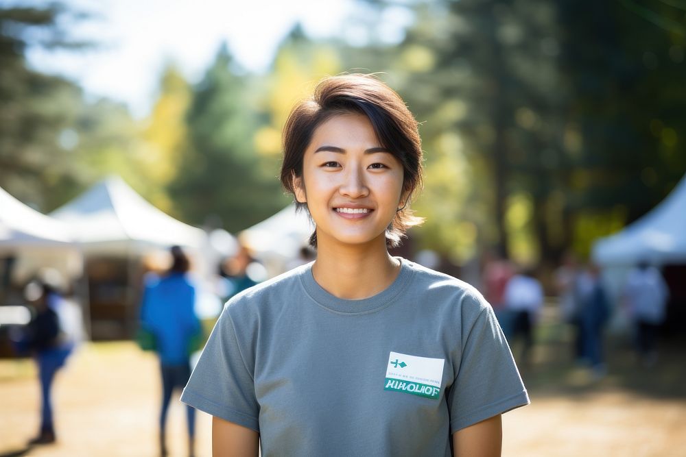 Smile volunteer portrait outdoors. AI generated Image by rawpixel.
