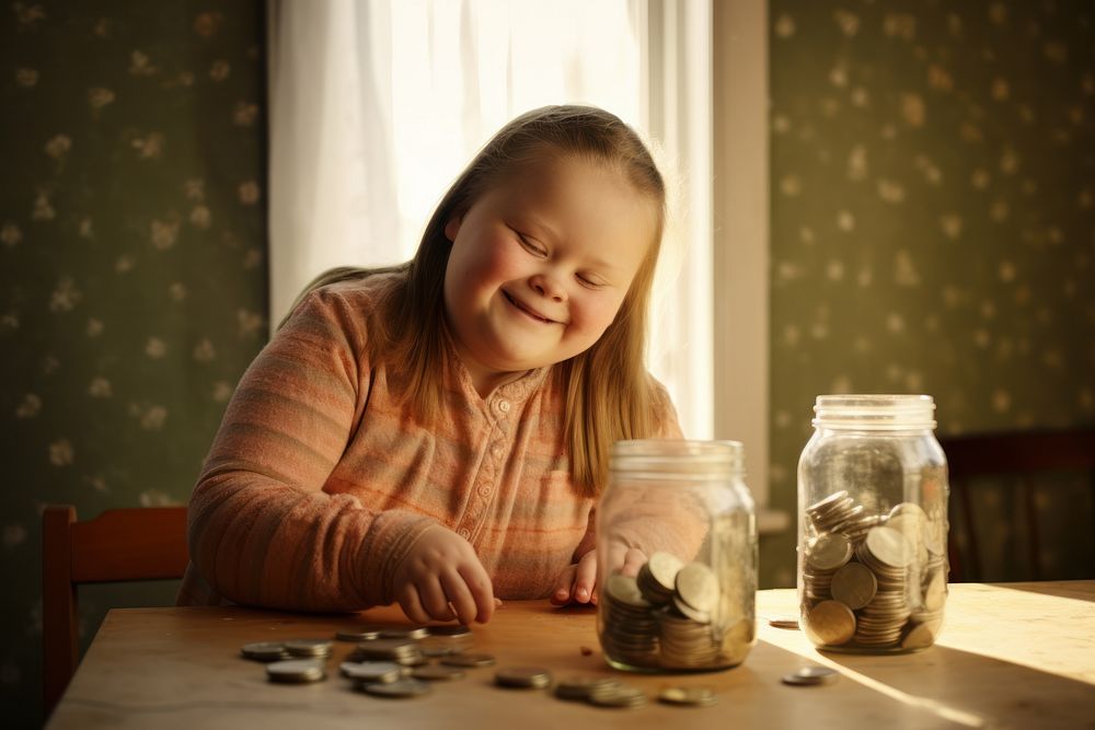 Girl counting money AI generated image