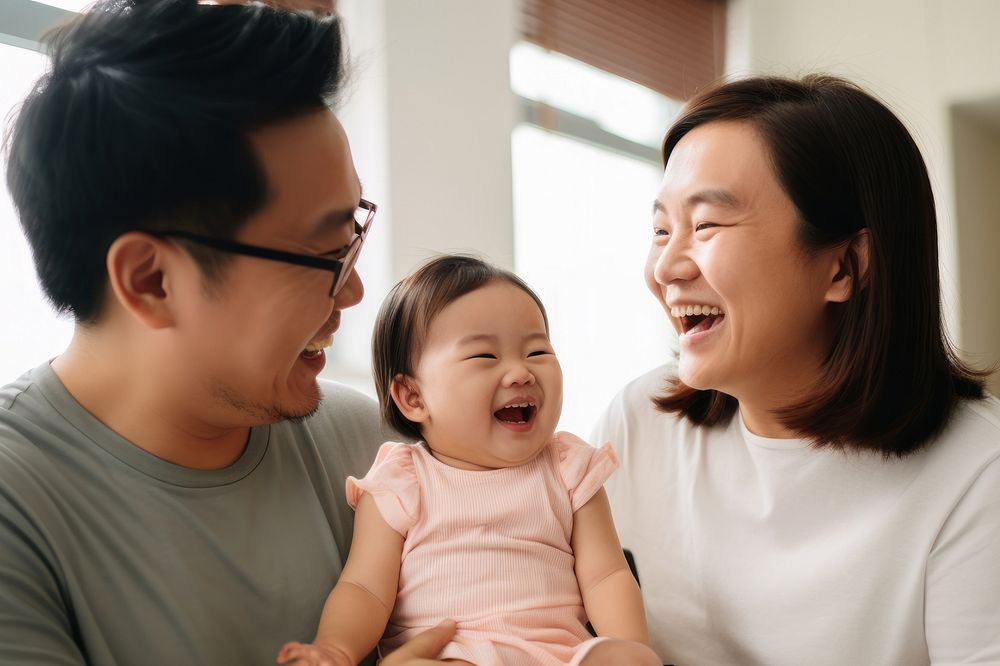 Laughing baby cheerful father. AI generated Image by rawpixel.