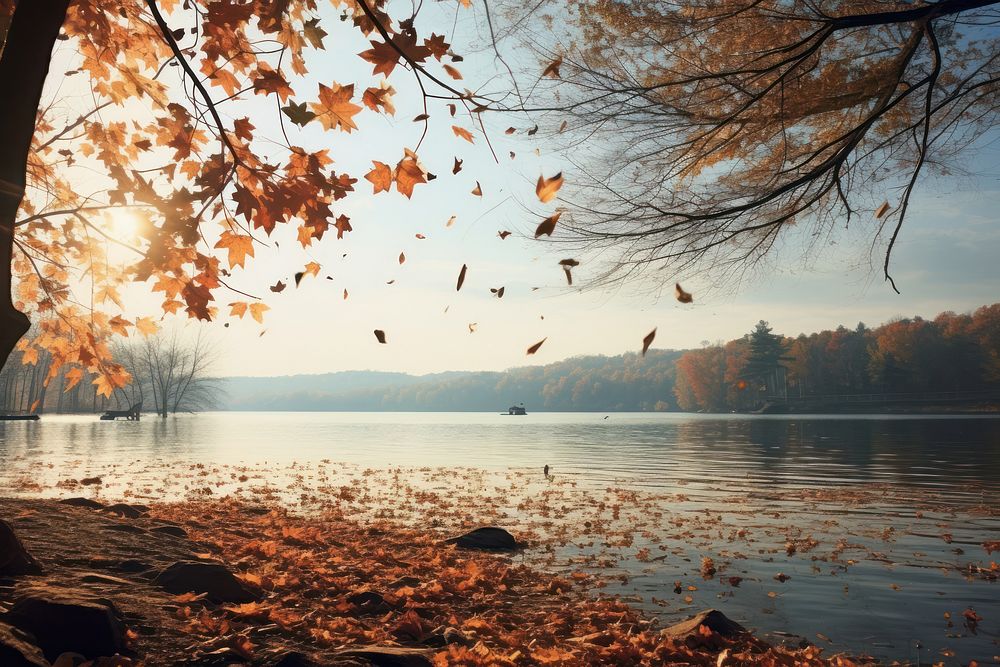 Fall lake landscape AI generated image