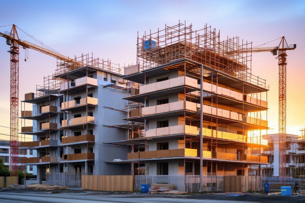 Building construction in an evening AI generated image