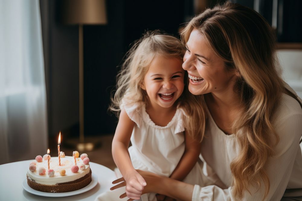 Little girl celebrating third birthday AI generated image