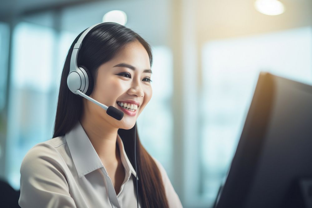 Happy customer service woman AI generated image