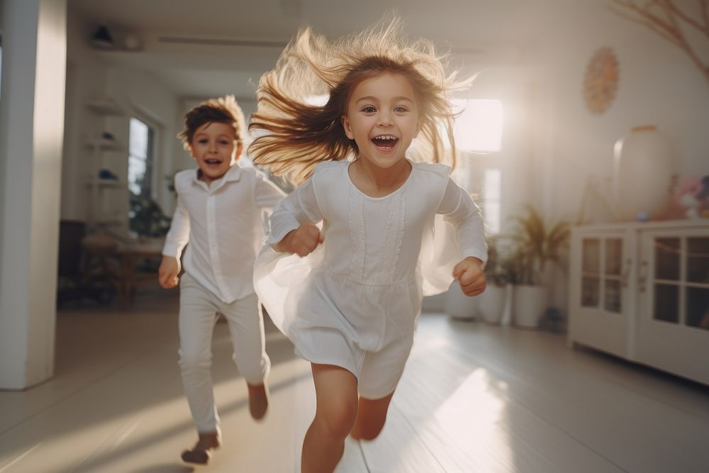 Kids running in living room 