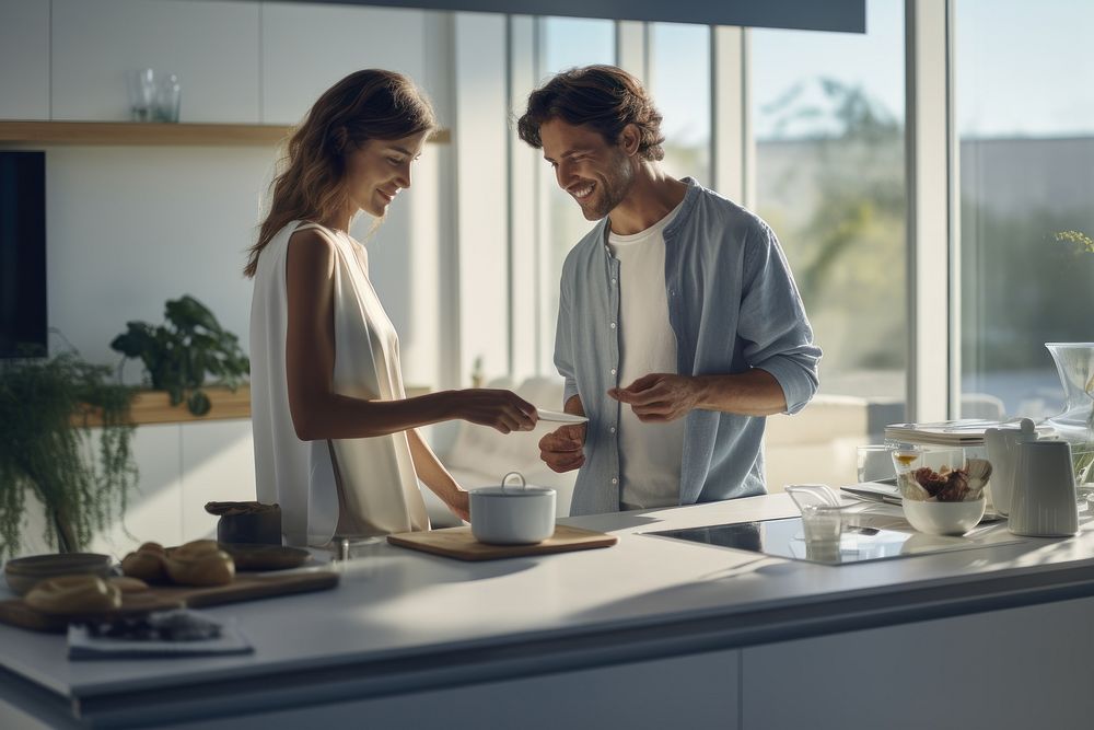 Couple making breakfast AI generated image