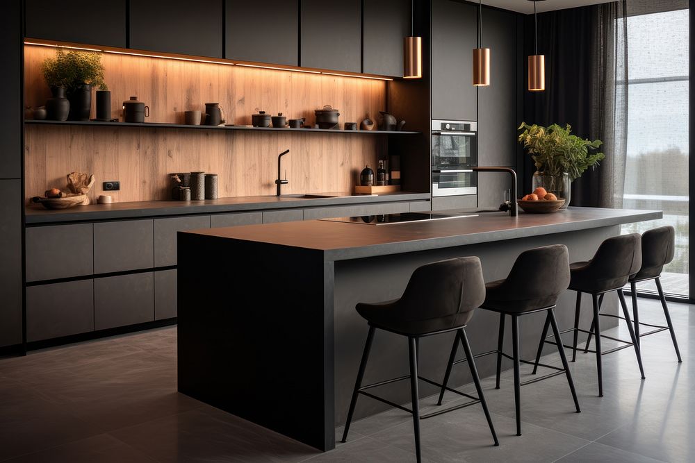 Minimal black kitchen 