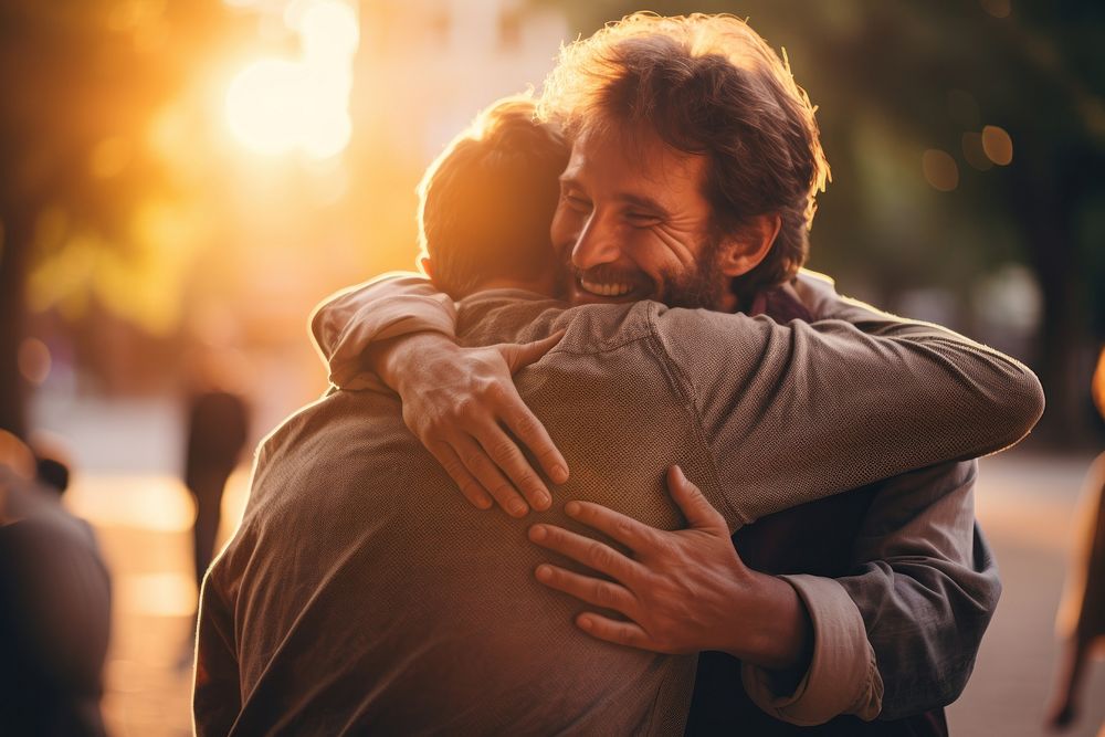 Men hugging each other AI generated image