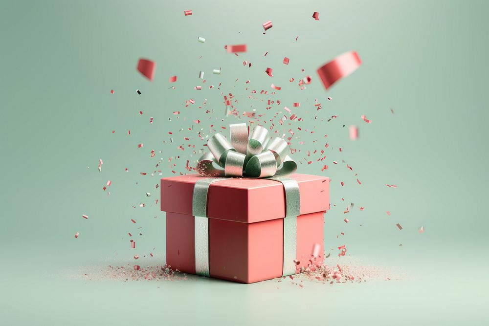 Gift confetti red celebration. AI generated Image by rawpixel.