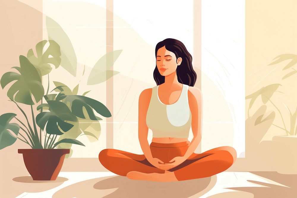 Woman meditating illustration AI generated image