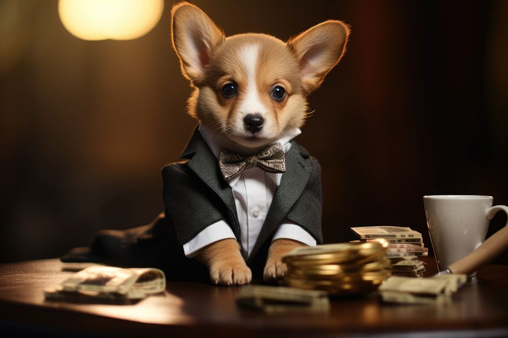 Chihuahua wearing suit AI generated image