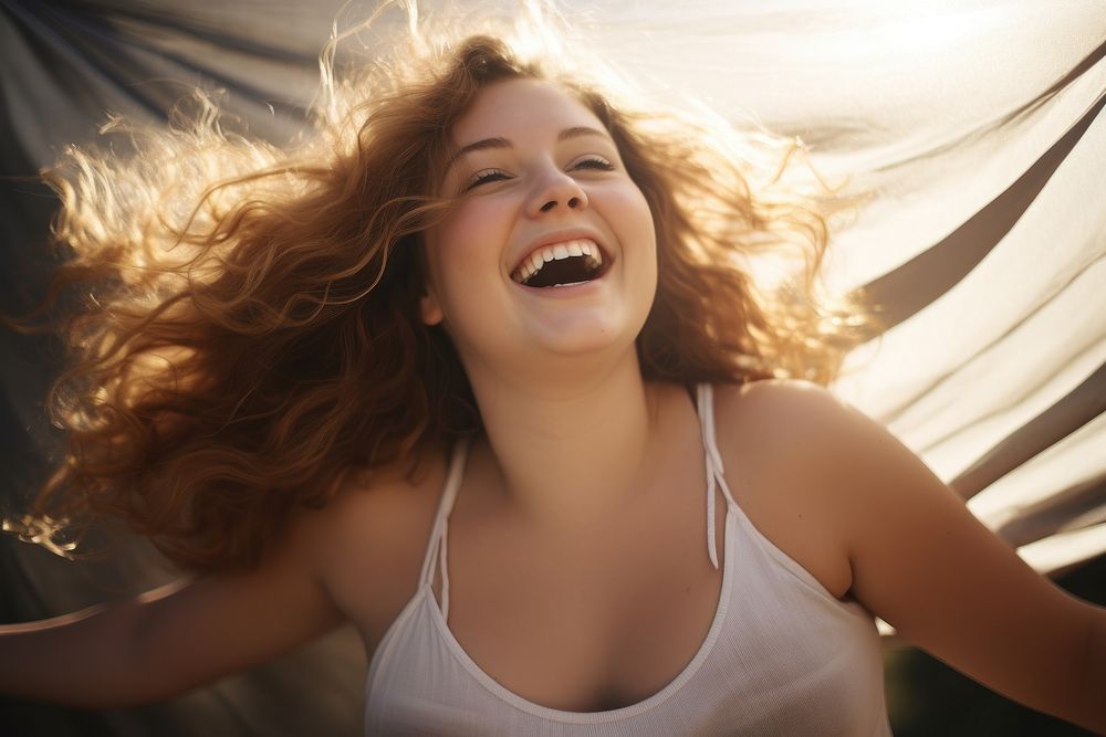 Happy woman with morning light AI generated image