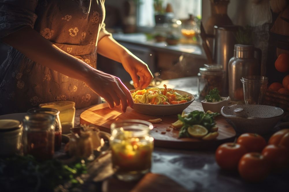 Woman preparing dinner AI generated image