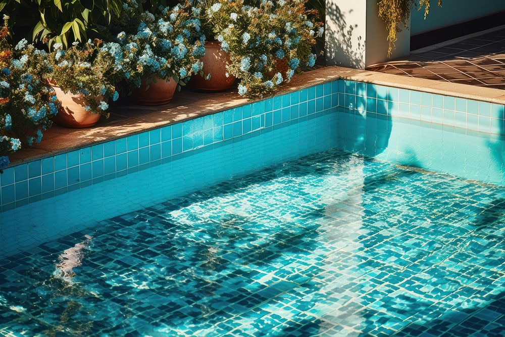 Swimming pool in the morning AI generated image